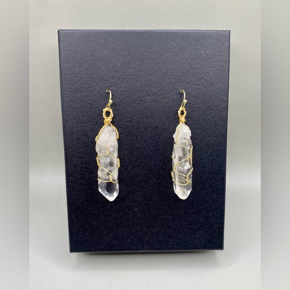 ❄️Wire Wrapped Clear Quartz Earrings